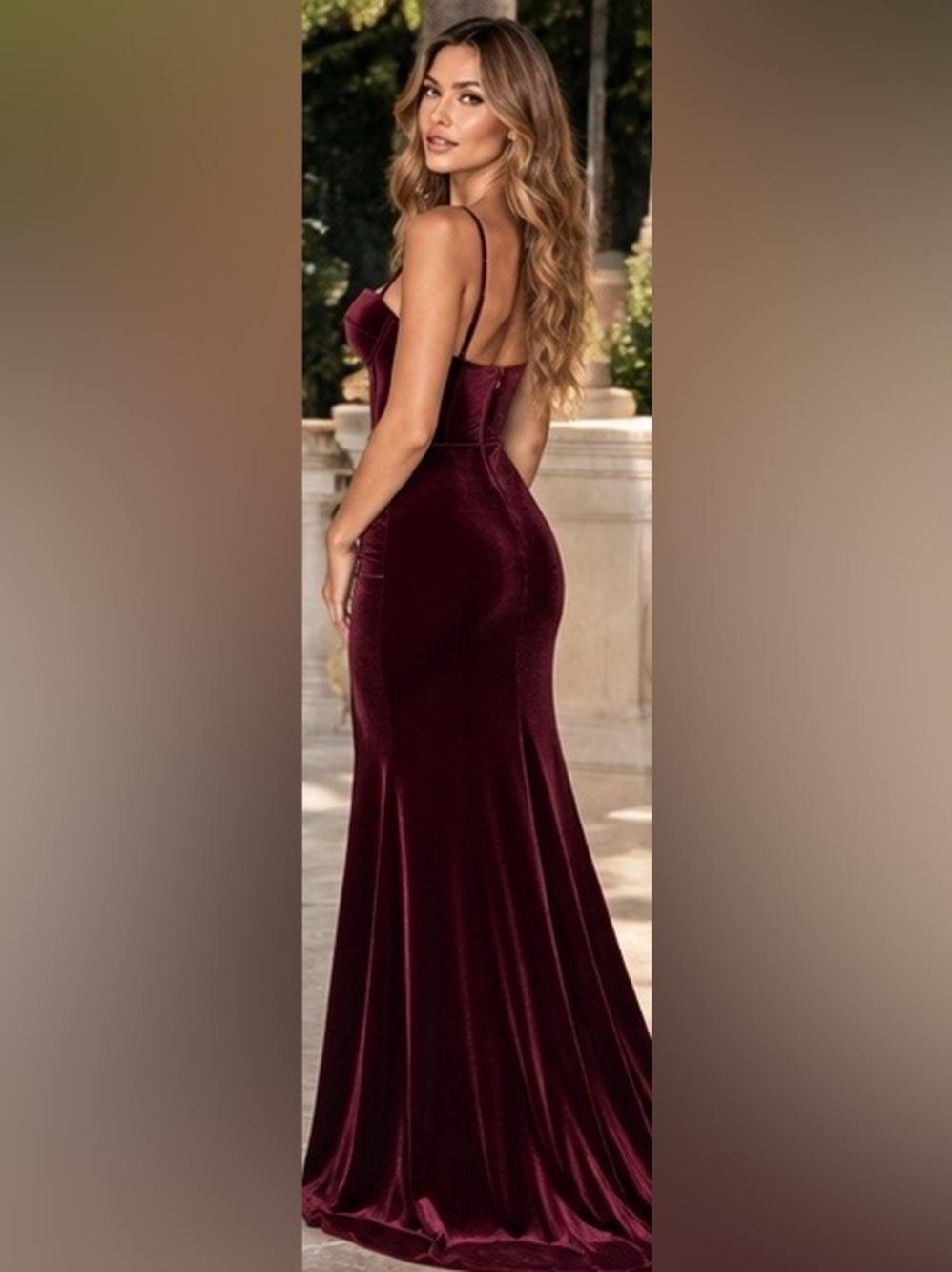 Windsor Fia Burgundy Velvet Corset Mermaid Formal Dress Size S NWT - Picture 4 of 16